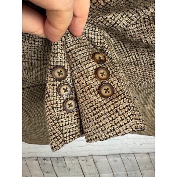 NINO CERRUTI beige black check houndstooth 100% silk mens jacket blazer 42R - Picture 5 of 11